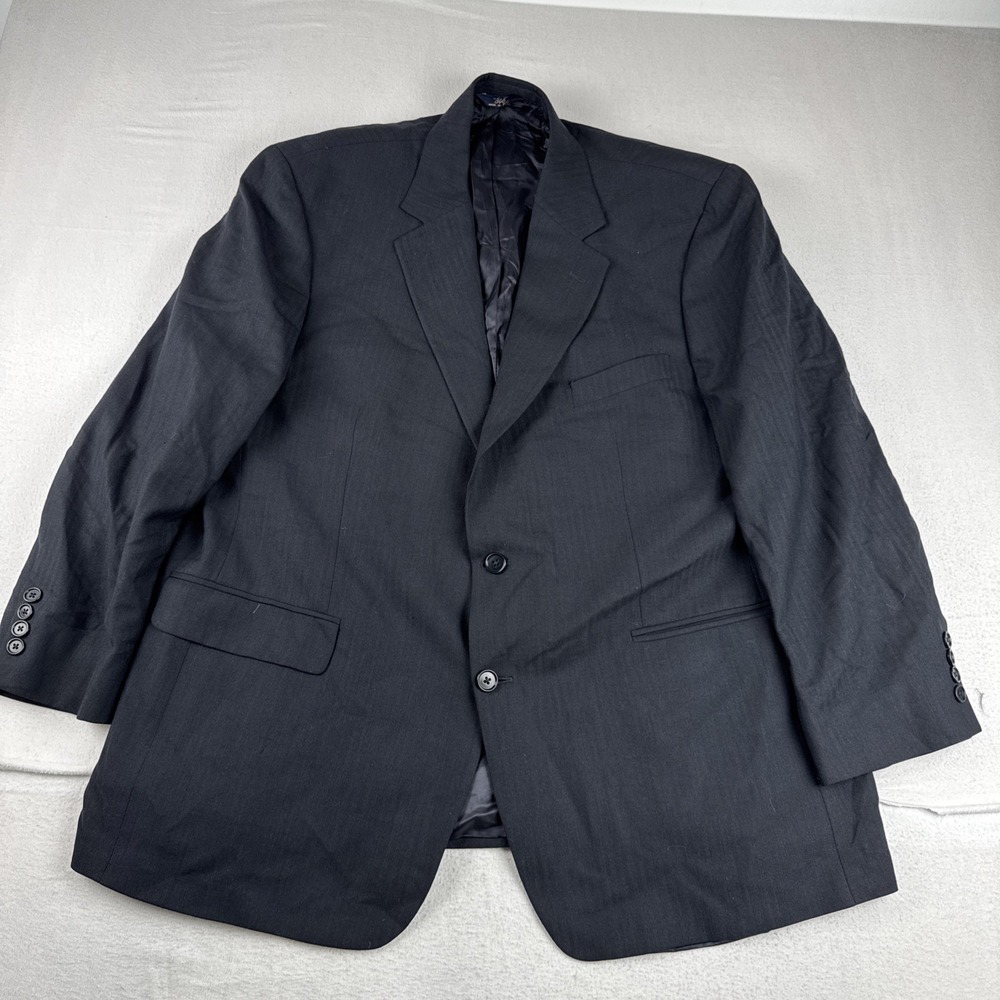Brooks Brothers Stretch Mens Black Blazer Suit Jacket 46R Wool Blend Office
